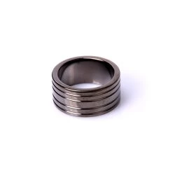 Black Steel Cockring Ribbed