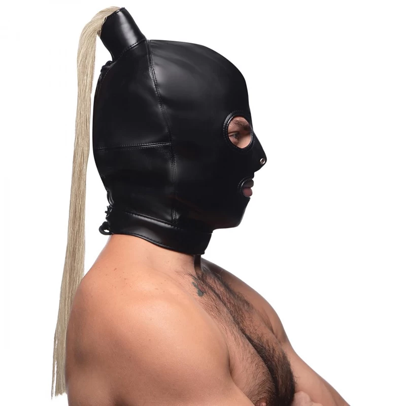 Bondage Masker Met Paardenstaart - Afbeelding 4