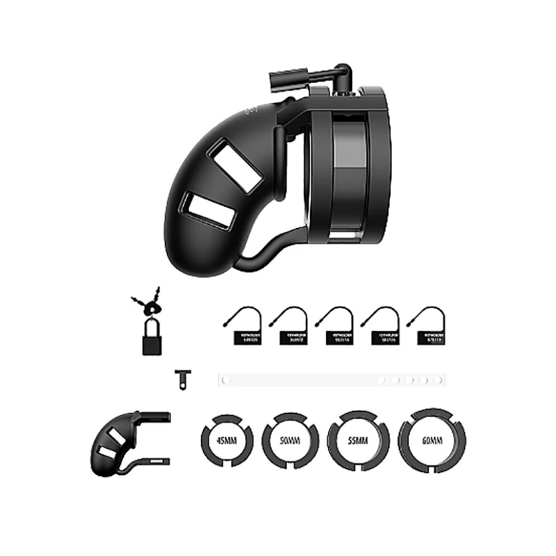 Model 18 Chastity 3.5″ Sil Cage Ballsplitter Black - Afbeelding 2